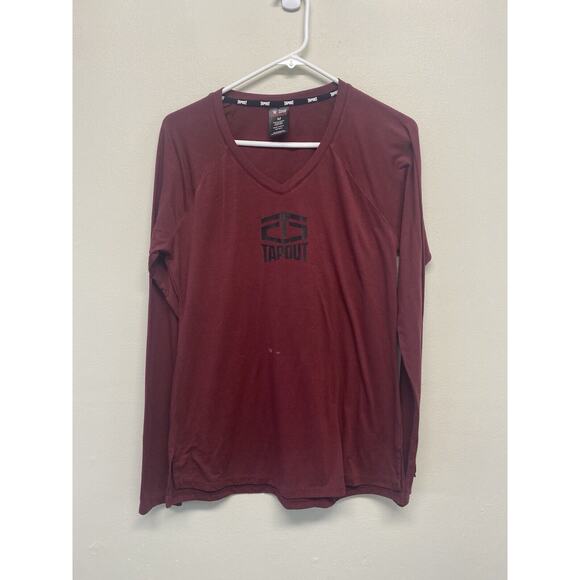 Tapout Shirt Medium Purple WWE Women's Long Sleeve V Neck Casual Stretch - Picture 1 of 12
